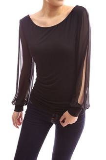 Women's Sheer Longsleeve Scoop Neck by PattyBoutik