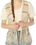 Womens 70s Fashion Crochet Fringe Top by Ladakh