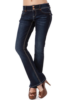 Womens Dark Blue Wallflower Boot Cut Jeans