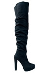 Womens Long Black Boots by Qupid