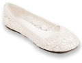 Womens White Crochet Flats by Soda