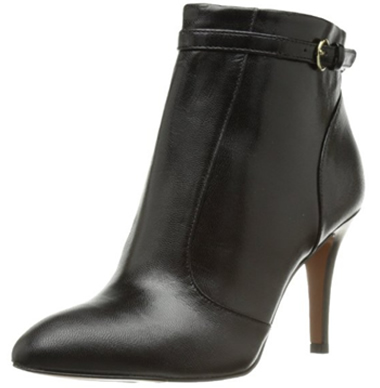 Black Suede Leather Nine West Mainstay Ankle Bootie with Heels